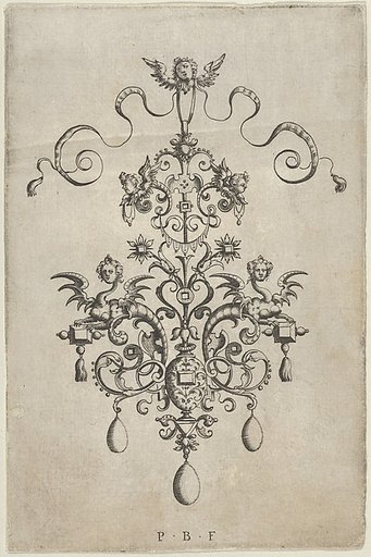 Vertical Panel with Design for a Pendant, from Ars His Myronis Nobilis Effingitus Pagellulis