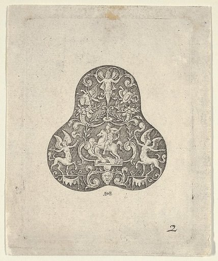 Vertical Panel with a Pear Shaped Design with a Mounted Soldier and Centaurs