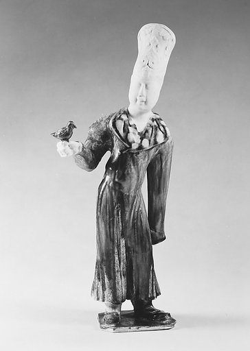Male attendant holding a bird