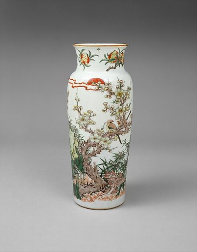 Vase decorated with bird on flowering plum