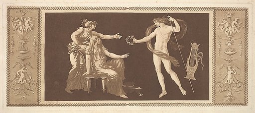 Apollon couronnant les arts (Apollo Crowining the Arts), from Recueil de Différentes Compositions Frises et Ornements dessinées et gravées à la manière du lavis par La Grenée le Juene Se trouve chez l'Auteur, au Louvre et chez Basan, rue et Hôtel Serpente A Paris, in an album containing Recueil de C