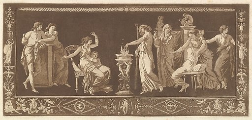Scène de Sacrifice (Antique Sacrifice), from Recueil de Différentes Compositions Frises et Ornements dessinées et gravées à la manière du lavis par La Grenée le Juene Se trouve chez l'Auteur, au Louvre et chez Basan, rue et Hôtel Serpente A Paris, in an album containing Recueil de Compositions par L