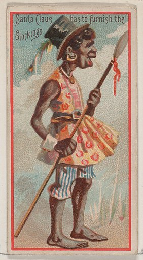 Caricatured figure / Santa Claus has to Furnish the Stockings, from the Jokes series (N87) for Duke brand cigarettes