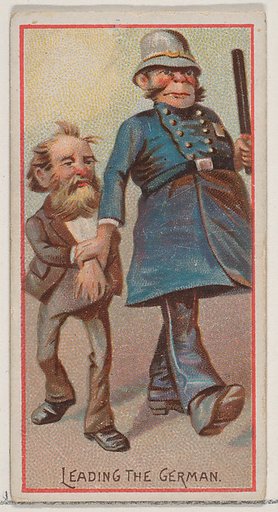 Caricatured figure / Leading the German, from the Jokes series (N87) for Duke brand cigarettes
