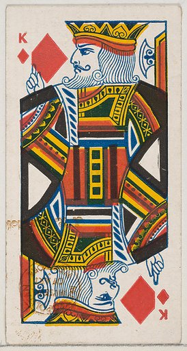 King of Diamonds (red), from the Playing Cards series (N84) for Duke brand cigarettes