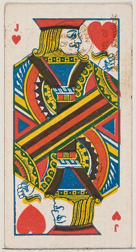 Jack of Hearts (red), from the Playing Cards series (N84) for Duke brand cigarettes