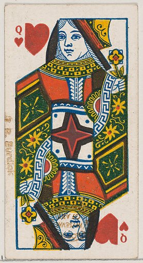 Queen of Hearts (red), from the Playing Cards series (N84) for Duke brand cigarettes