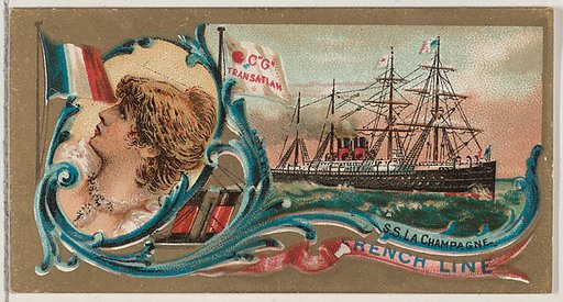Steamship La Champagne, French Line, from the Ocean and River Steamers series (N83) for Duke brand cigarettes