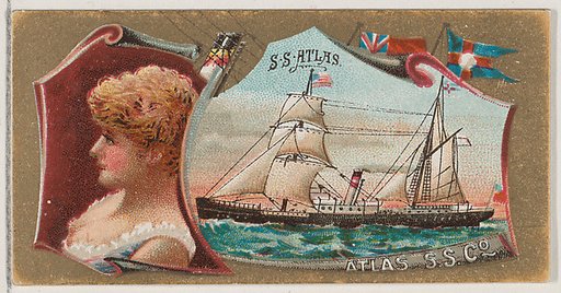 Steamship Atlas, Atlas Steamship Company, from the Ocean and River Steamers series (N83) for Duke brand cigarettes
