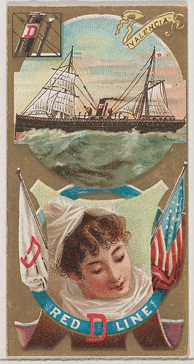Steamship Valencia, Red D. Line, from the Ocean and River Steamers series (N83) for Duke brand cigarettes