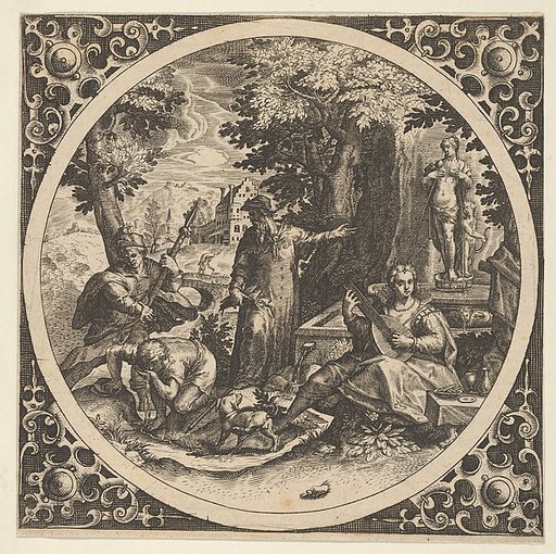 Scene with a Warning Against Venereal Disease in a Circle at Center