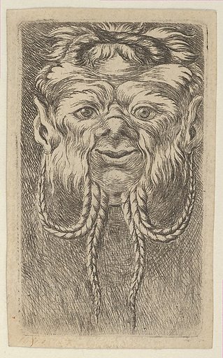 Satyr Mask with Overlapping Horns and Four Braided Strands of Beard, from "Divers Masques"