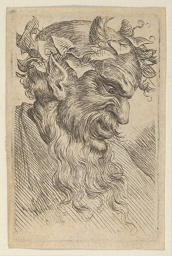 Satyr Mask with a Crown of Ivy, Facing Right, from "Divers Masques"