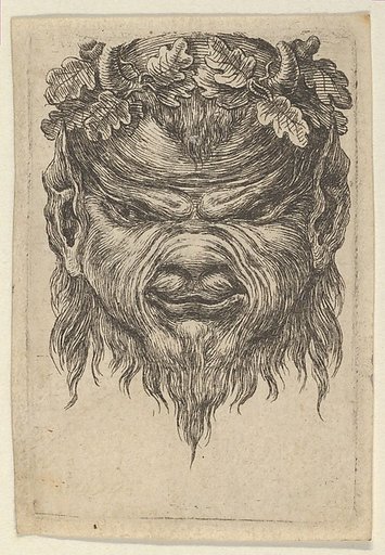 Satyr Mask with an Indented Snout and a Wreath of Oak Leaves, from "Divers Masques"
