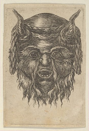Satyr Mask with a Laurel Wreath Draped Over the Horns, from "Divers Masques"
