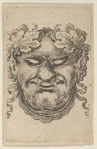 Mask of Bacchus with a Wreath of Grape Leaves and Ribbon, from "Divers Masques"