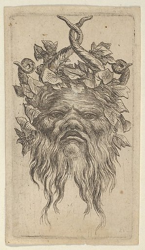 Satyr Mask with Hooked Horns and an Ivy Wreath, from "Divers Masques"
