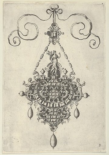 Pendant Design with Pax Standing Before an Arch