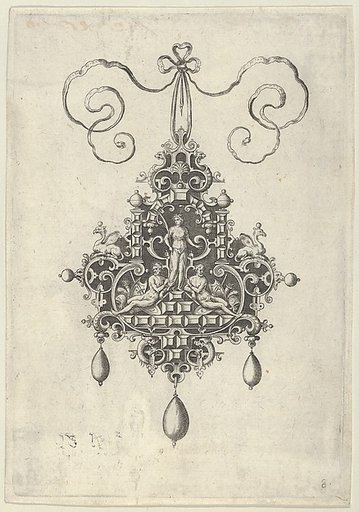 Pendant Design with a Peace-Goddess Flanked by Two Warriors