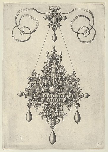 Pendant Design with Winged Victory Holding a Laurel Wreath