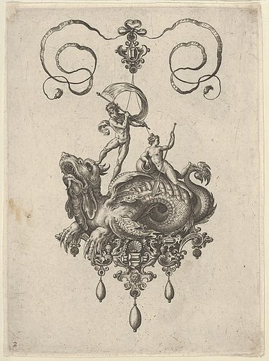 Pendant Design with a Sea Monster Ridden by Thetis and a Man with a Sail