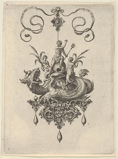 Pendant Design with a Sea Monster Carrying Neptune Flanked by Two Nereids