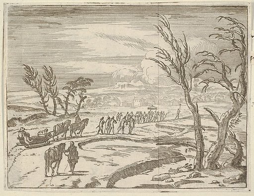 Francesco I d'Este, Despite his Discomfort, Displays his Piety While Traveling in the Snow and Ice to Receive the Holy Sacrament, from "L'Idea di un Principe ed Eroe Cristiano in Francesco I d'Este, di Modena e Reggio Duca VIII [...]"