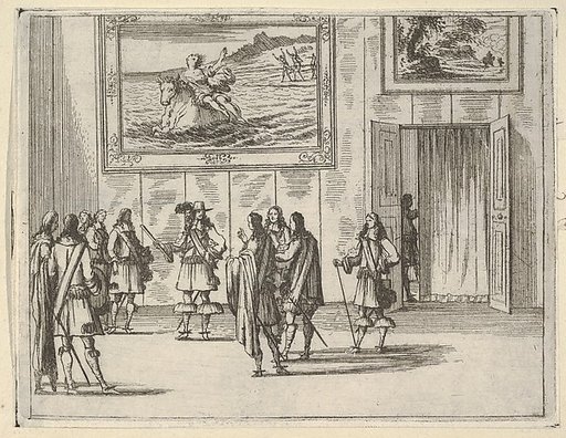 Francesco I d'Este Receives the General of the French King's Army in Italy, depicted in a room beneath The Rape of Europa, from "L'Idea di un Principe ed Eroe Cristiano in Francesco I d'Este, di Modena e Reggio Duca VIII [...]"