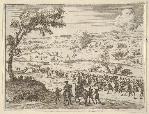 Francesco I d'Este Freely Crosses the Po and Takes Up his Sword Against Troops in the Vinyard of the Opposite Bank where the Spanish had Settled to Impede his Crossing, from "L'Idea di un Principe ed Eroe Cristiano in Francesco I d'Este, di Modena e Reggio Duca VIII [...]"