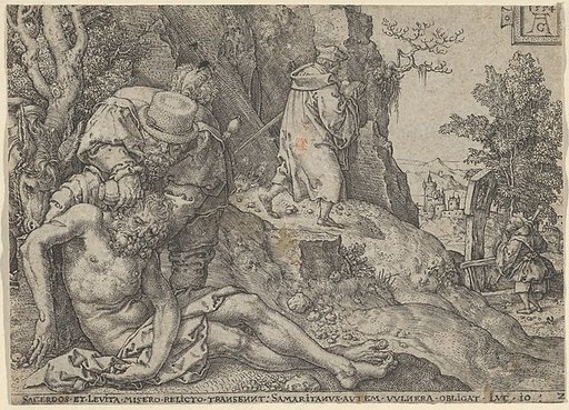 The Good Samaritan Tending the Traveller's Wounds with Oil and Wine or The Priest and the Levite Passing, from "The Parable of the Good Samaritan"