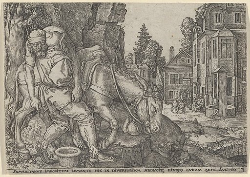 The Good Samaritan Putting the Traveller on His Donkey, from "The Parable of the Good Samaritan"