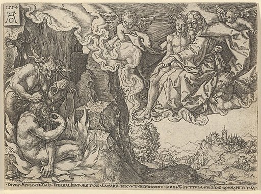 The Rich Man in Hell, Seeing Lazarus Embraced by Abraham, from "The Parable of the Rich Man and Lazarus"