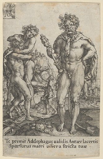 Hercules Squeezing Antaeus to Death, from "The Labors of Hercules"