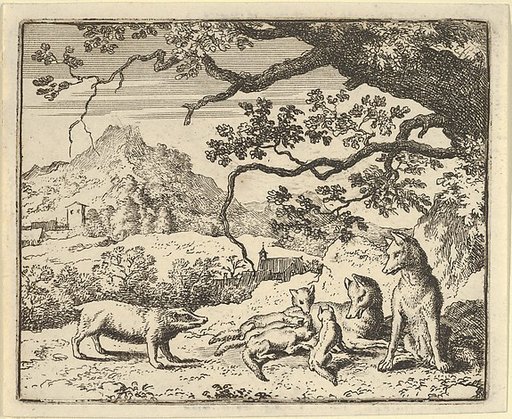 Renard Receives a New Citation from the Badger from Hendrick van Alcmar's Renard The Fox