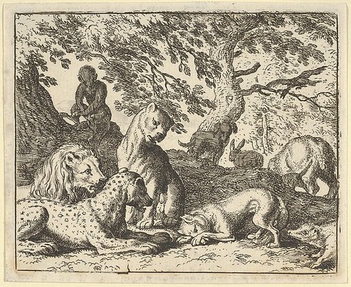 Renard Falsely Accuses His Father of Conspiring Against the Lion from Hendrick van Alcmar's Renard The Fox