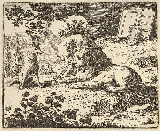 Renard Lies that he Gave the Ram Various Precious Objects that Were Meant for the Lion and Lioness  from Hendrick van Alcmar's Renard The Fox