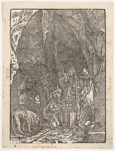 Saint Jerome in Penitence, in a Cave, from "Holzschnitte alter deutscher Meister in den Original-Platten gesammelt von Hans Albrecht von Derschau"