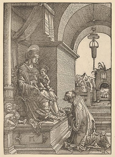 A Cleric Kneeling Before the Virgin and Christ Child