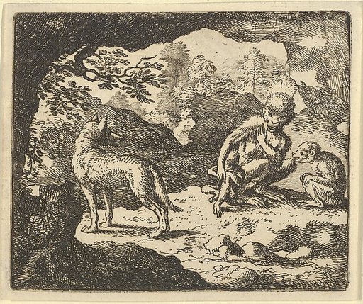 The Wolf in in the She-Monkey's Cave Where the Renard Convinced Him to Enter in Order to Make Fun of Him  from Hendrick van Alcmar's Renard The Fox