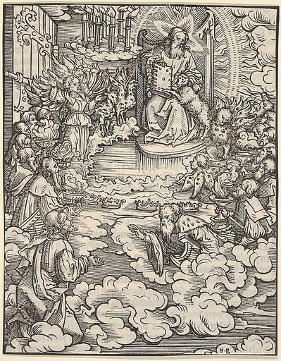 The Lord on the Throne Surrounded by Four Evangelists, plate 2 from "The Apocalypse"