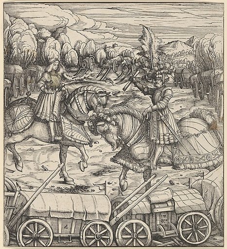 The White King Learning to Enclose a Camp with Wagons, from "Der Weisskunig"