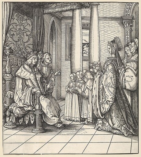 The White King Receiving His Daughter Margaret and the Children of King Philip, from "Der Weisskunig"