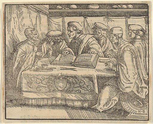 Six Scholars Sitting Around a Table