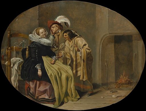 A Couple in an Interior with a Fortune-Teller