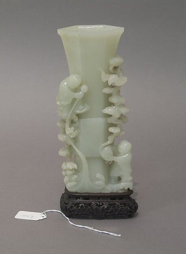 Hexagonal vase with immortals