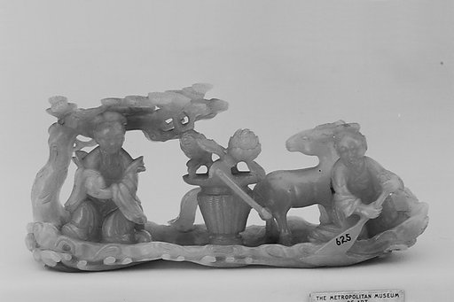 Daoist fairy with attendant on a raft