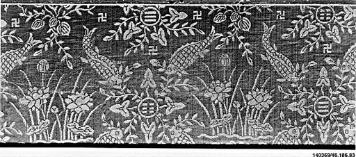Sutra Cover with Fish, Lotuses, and Trigrams