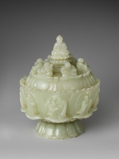 Lotus bowl with Buddhist figures