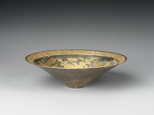 Conical bowl with flowers and birds (one from a set)