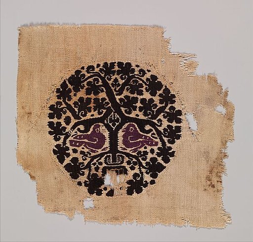 Orbiculus (Roundel) with Grapevine Inhabited by Two Purple Birds Emerging from a Pot